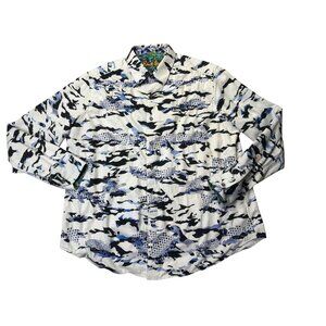 Robert Graham Mens Long Sleeve Button-Up Shirt 2XL Multicolor Abstract Pattern